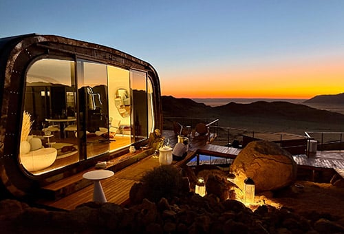 Luna Namib Collection in the Namib Desert at sunset