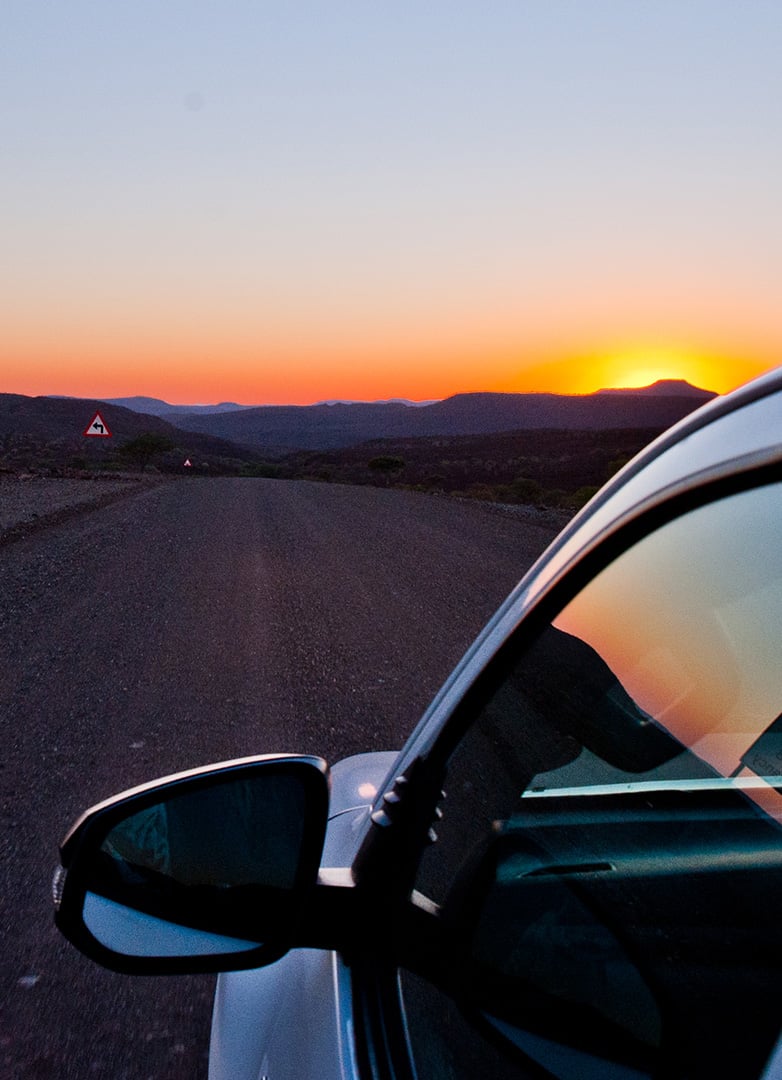 Namibia self-drive safari at sunset