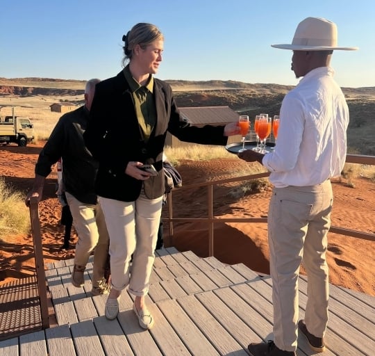 Butler training at Dune star camp, in Namibia's Namib Desert,