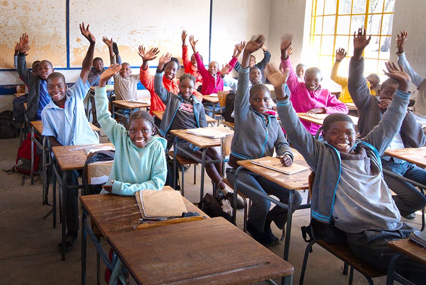 Namibische Schule, Klassenraum mit Kindern, Namibia