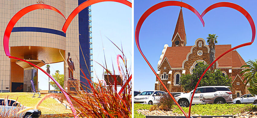 Fotorahmen zwischen Independence Museum und CHristuskirche, Windhoek, Namibia