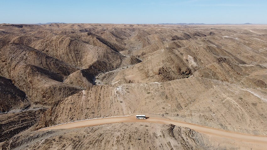 Bus in the mountains, Eagle's view, Namibia