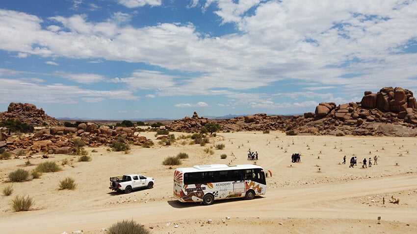 People, bus, Gondwana Canyon Park, Namibia