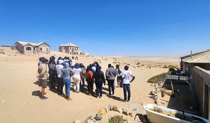 Group of people, Kolmanskop, Namibia