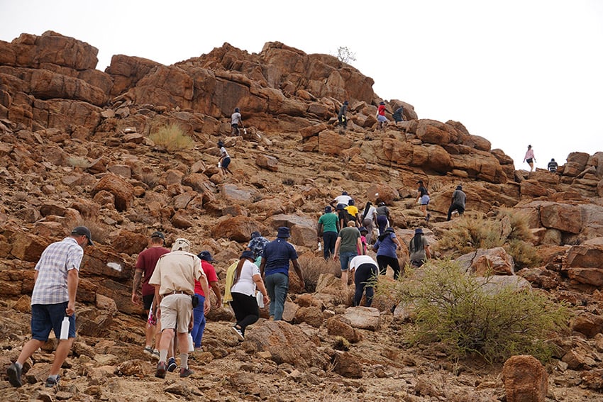 People walking uphill, Namibia