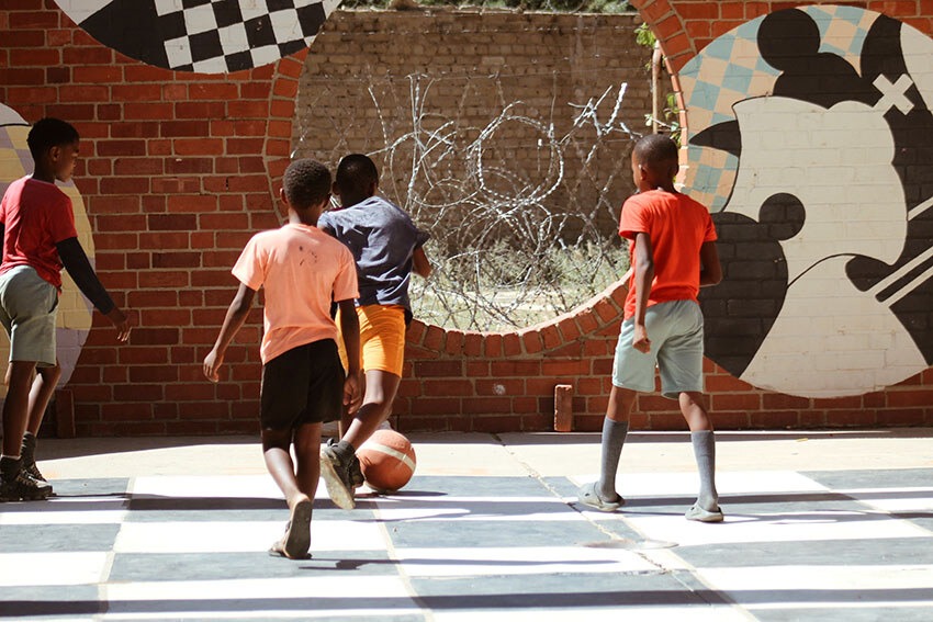 Namibian boys playing soccer