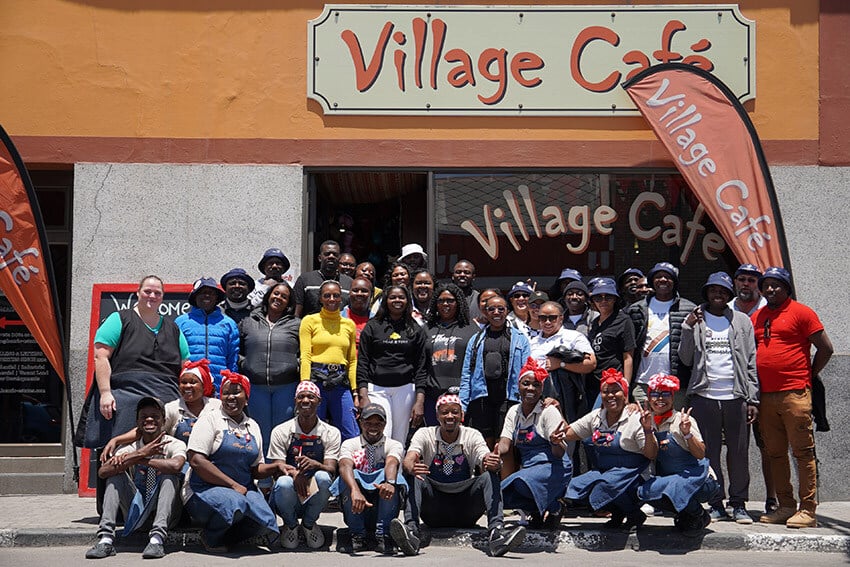 Village Cafe, group of Namibians, Swakopmund