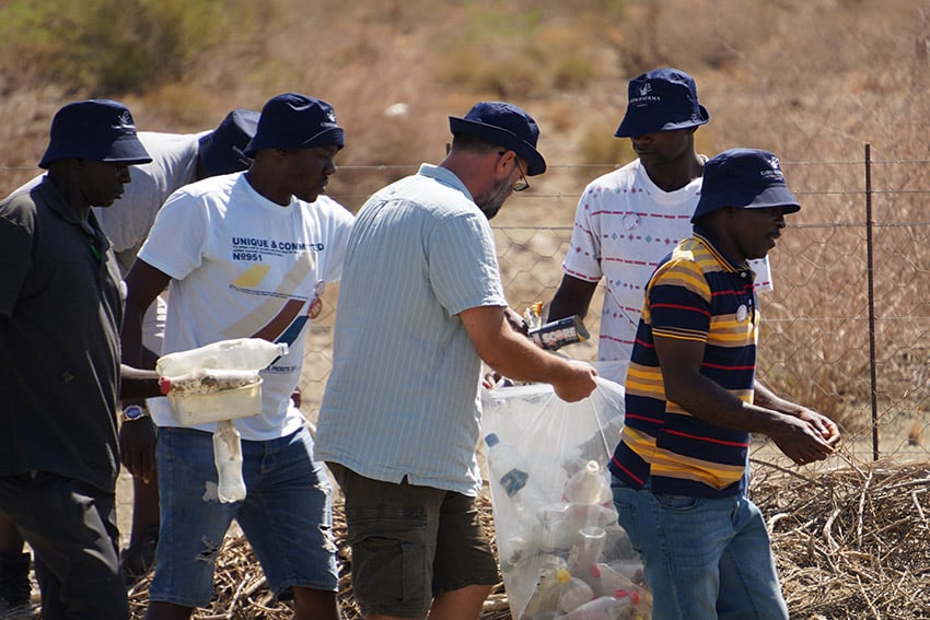 Namibians cleaning up along the roadside