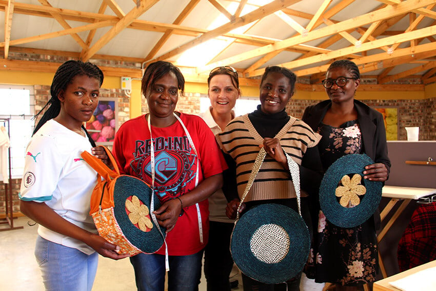 DRC Womens Centre Swakopmund with handcrafted bags, Namibia