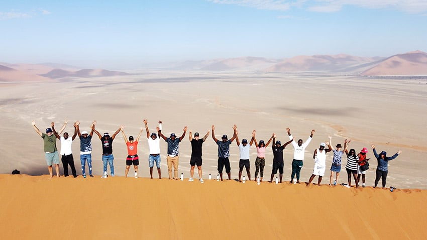 Gondwana Academy participants on Sossusvlei dune web