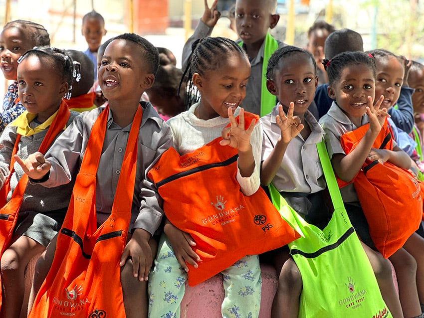 happy Namibian school children smiling