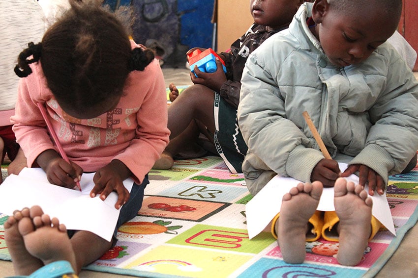 Two Namibian toddlers in kindergarden