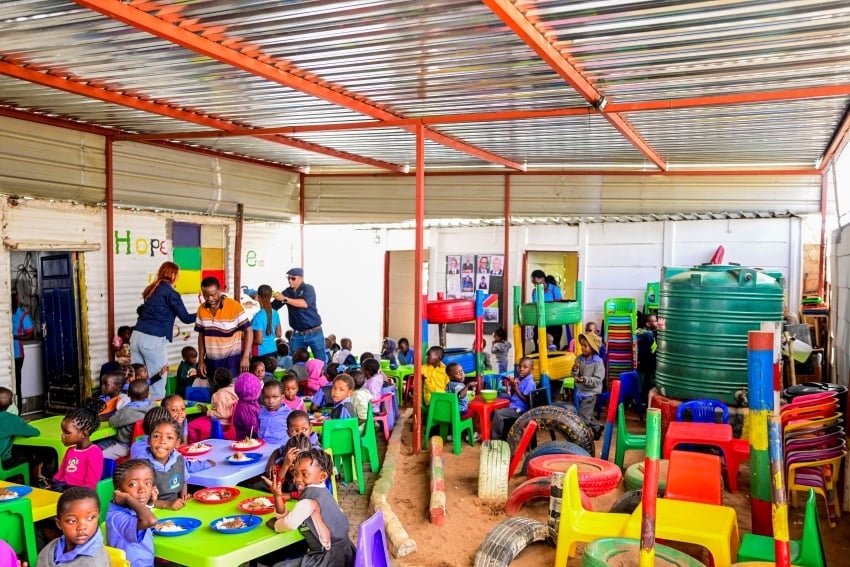 Gondwana Care Trust visit to Etuhole Primary School in Havana Windhoek2026_ Lerners having healthy meals and using new infrastructure