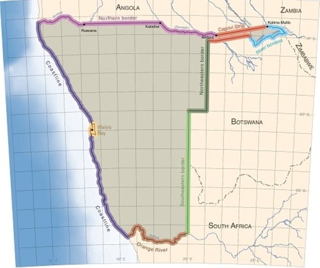 Map of Namibias boarders