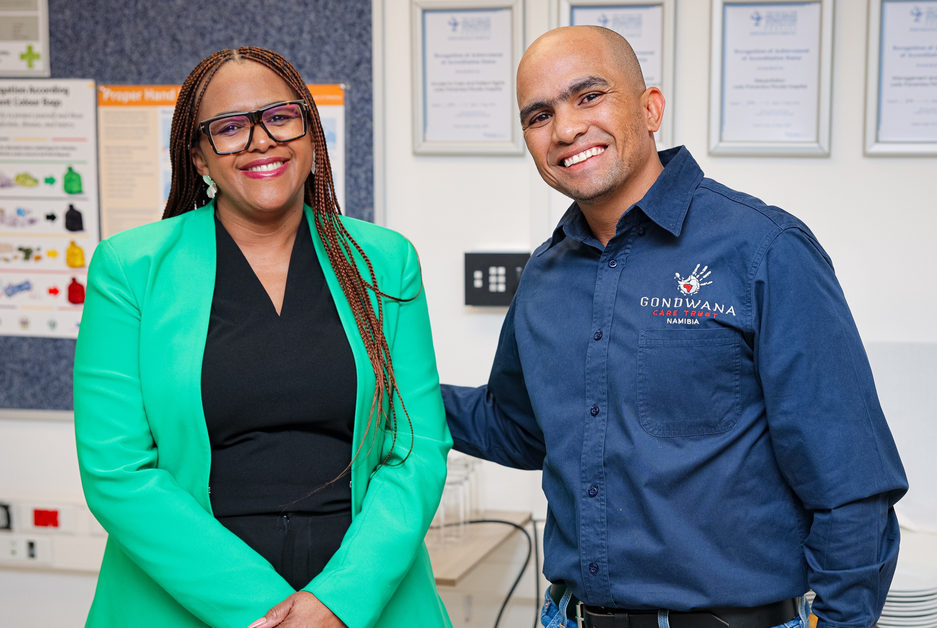 Mrs Revonia Job (Sponsorship & Social Impact Manager, FirstRand Namibia) & Quintin Hartung (Environmental and Social Impact Manager)