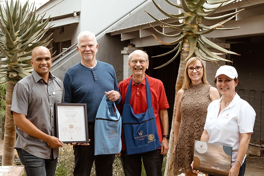 Trustees of the Gondwana Care Trust with donors, Namibia