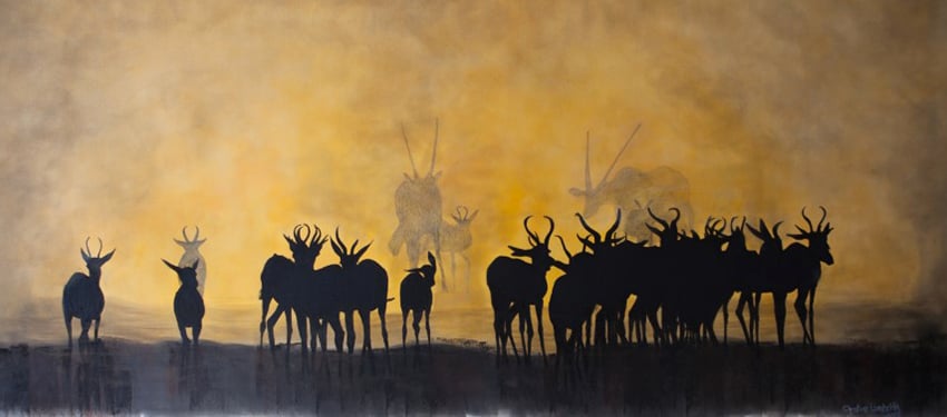Springbok, Kohlezeichnung von Christine Lamberth