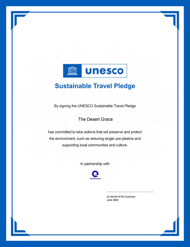 UNESCO Sustainable Travel Pledge, Urkunde