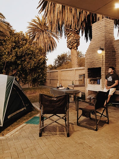 Camping in a garden, Namibia