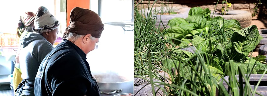 The Promiseland staff in the soup kitchen (Left) The vegetables grown for the soup kitchen (Right) Gondwana/Namibia