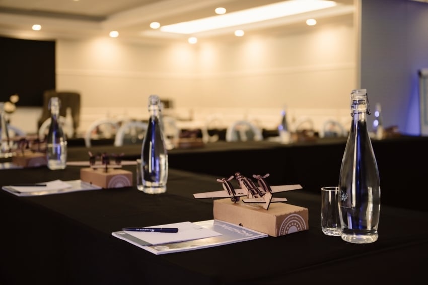Setting up for clients as they arrive for their conference at The Weinberg Windhoek, Namibia
