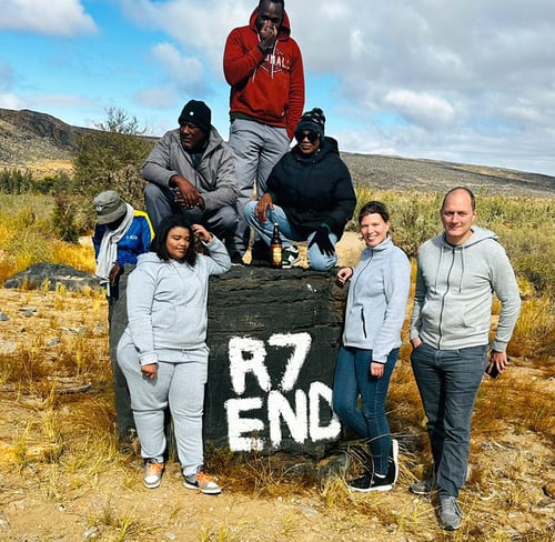 People at the end of a game drive in southern Namibia