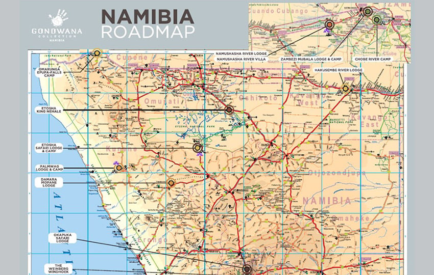 Straßenkarte von Namibia
