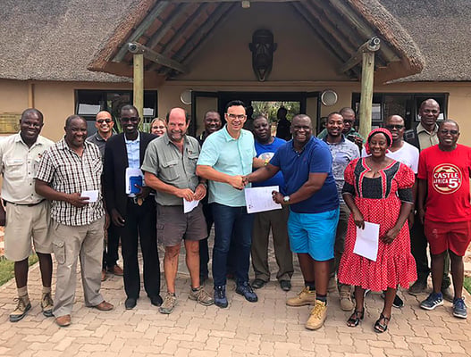 Group of Namibians, handshake