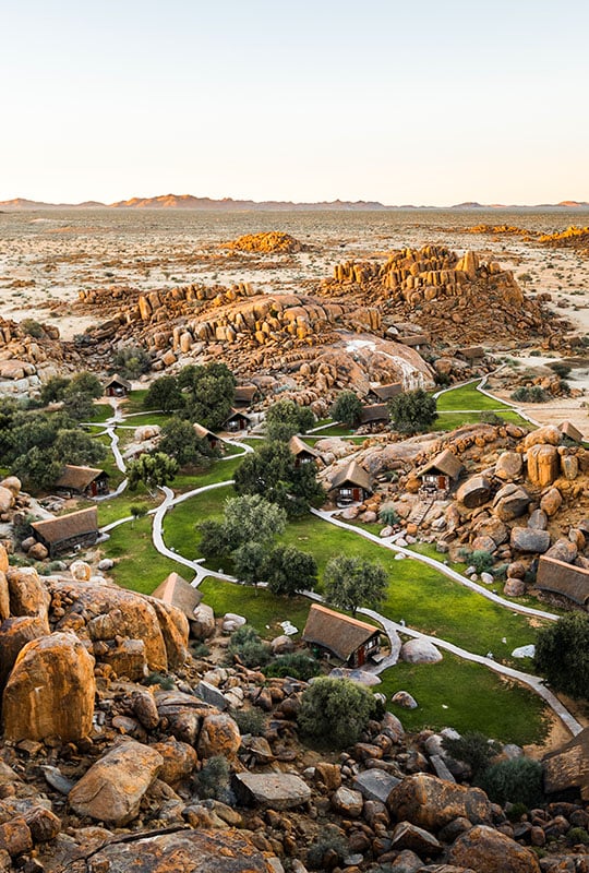 Aerial view of Canyon Lodge, Fish River Canyon area, southern Namibia