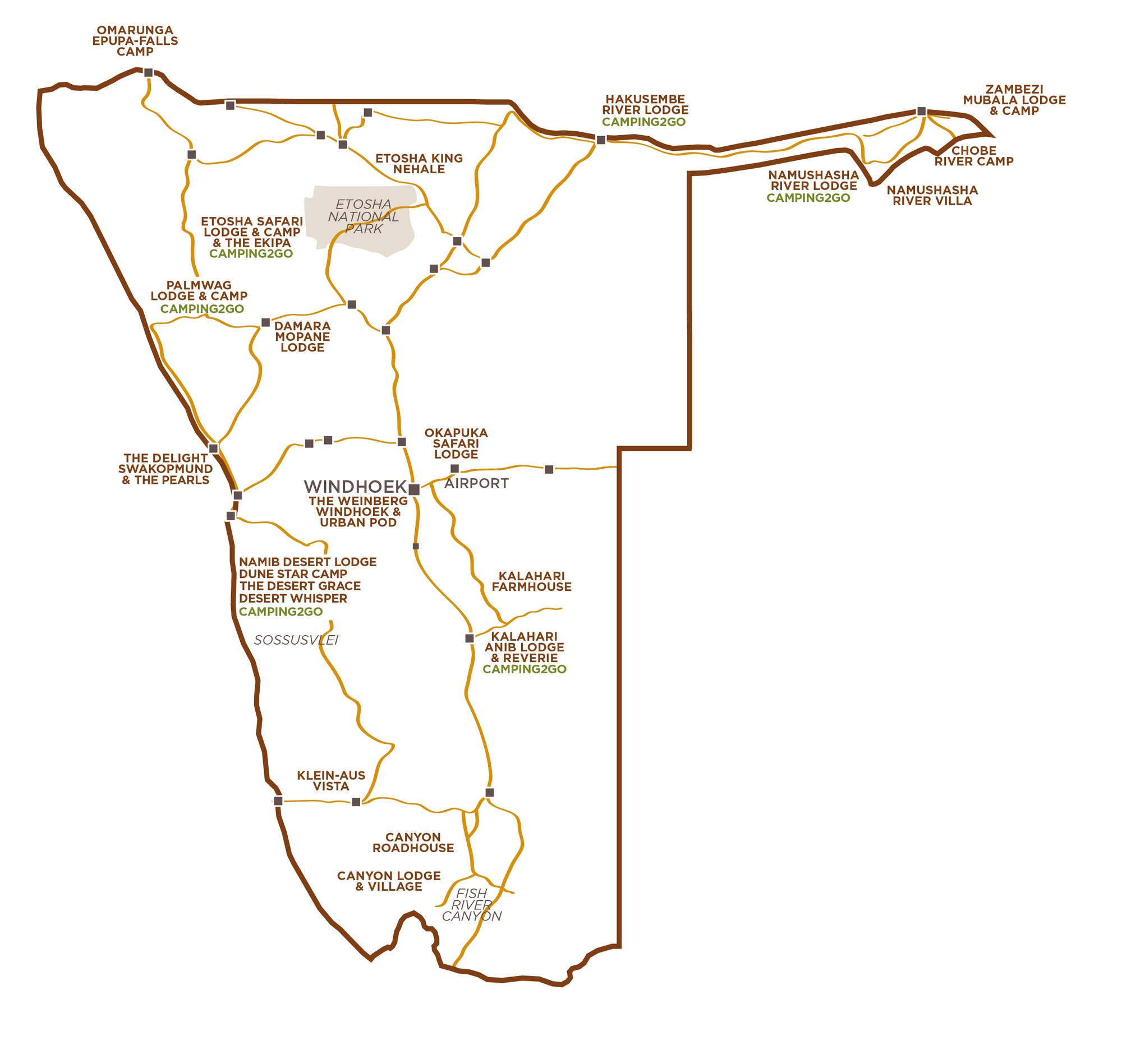 GONDWANA LODGES  MAP 