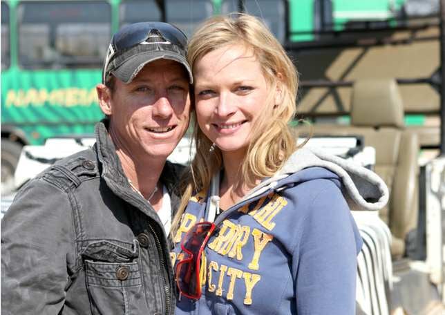 Namibian Jochen Henke and his German wife Lisa on a Namibia safari in May 2011. Photo: MiraMedia