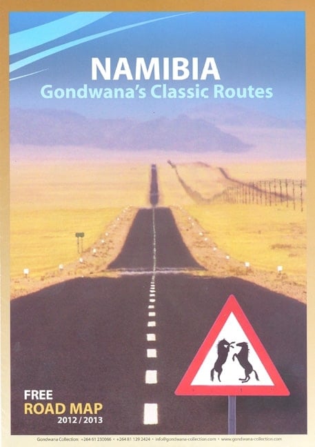 Namibia map with routes, lodges and stories