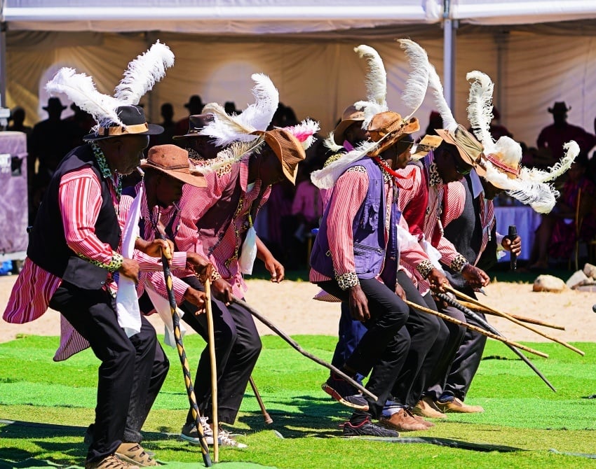 Male owambo dancers 
