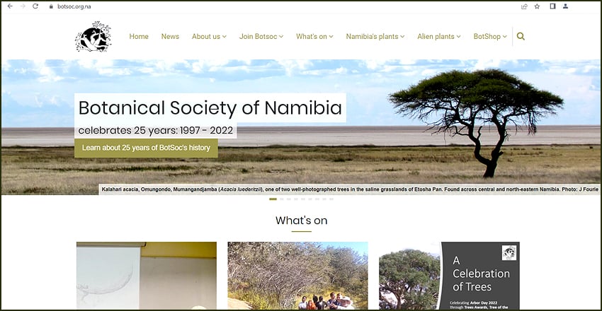 Website Pflanzen Botanical Society Namibia BOTSOC