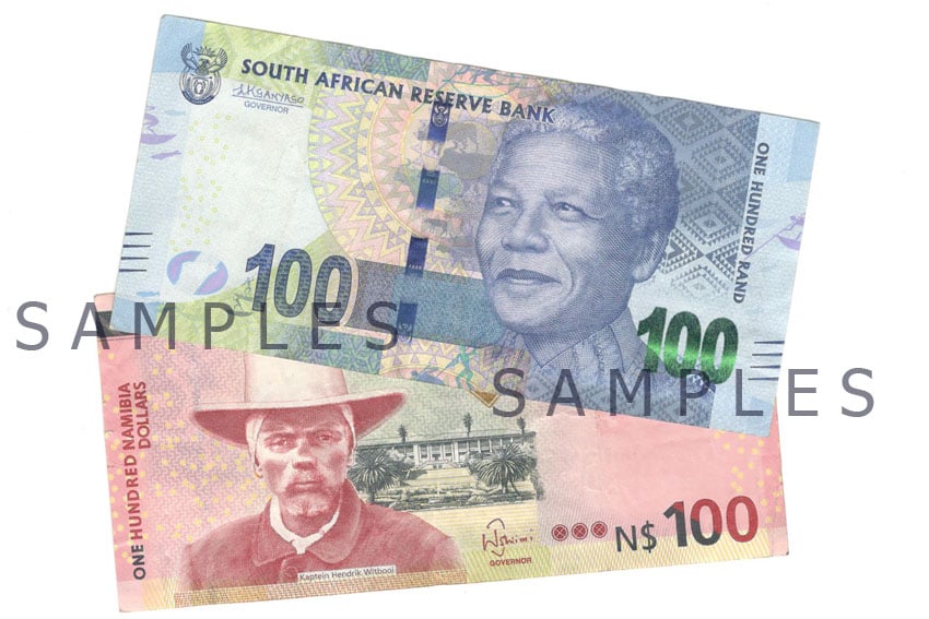 Banknoten 100 Südafrikanische Rand 100 Namibia Dollar Namibia