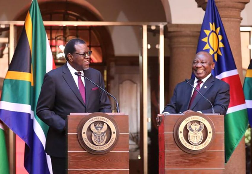 Präsidenten Hage Geingob und Cyril Ramaphosa