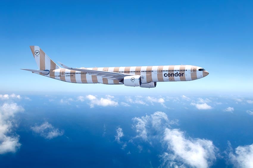 Fliegt ab Ende Juni 2027 dreimal die Woche von Frankfurt nach Windhoek Condor mit Airbus A330neo Foto Condor