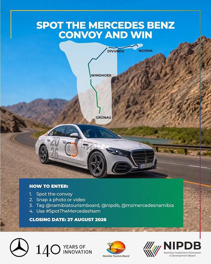 Von Ngoma über Divundu und Windhoek nach Grünau Vier Stationen in Namibia auf der '140 Jahre, 140 Orte'-Jubiläums-Tour von Mercedes Benz Foto Screenshot vom Facebook-Post des Namibia Tourism Board NTB