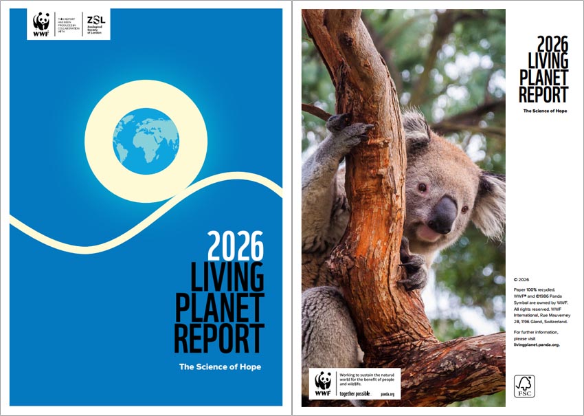 Umschlag des 120 Seiten starken 2026 Living Planet Report des WWF