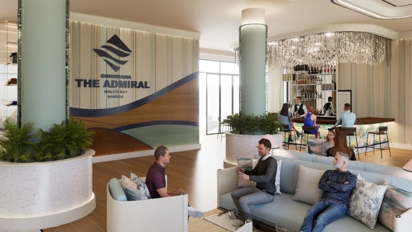 The Admiral hotel lounge area Walvis Bay Namibia, Gondwana Collection render