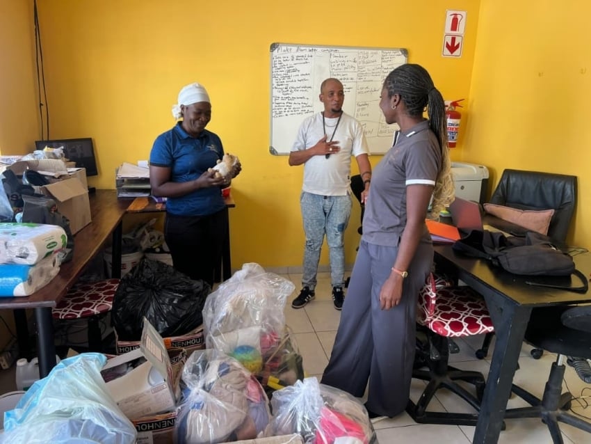 Volunteers from Gondwana Care Trust sorting donated goods for communities