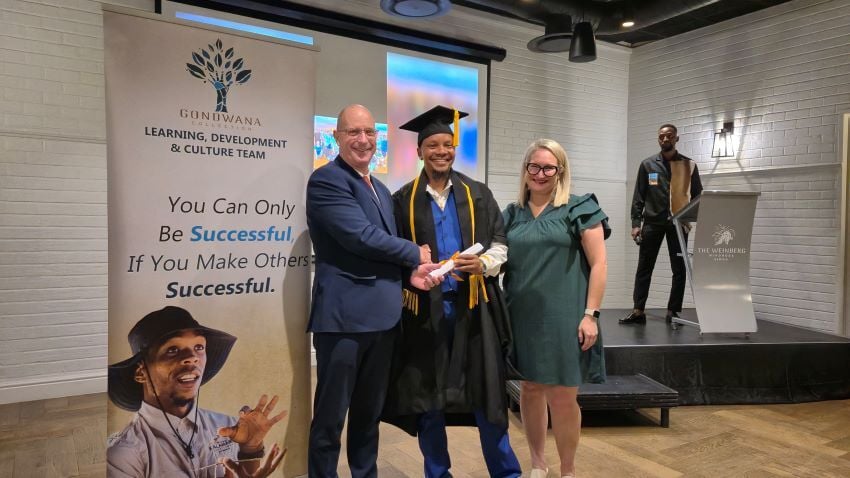 Martin Wilkinson, Ronald Basson and Jana Burger during award ceremony.