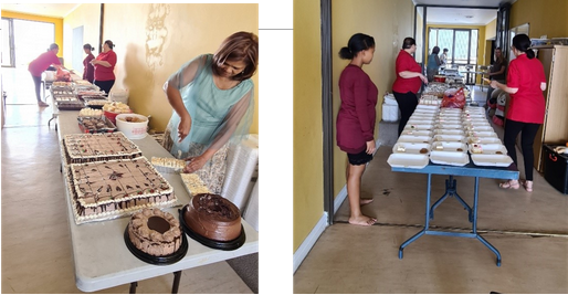 Meals and cake handed out