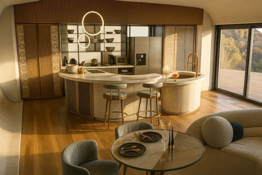 Imagined kitchen in one of the units from the Luna Collection.