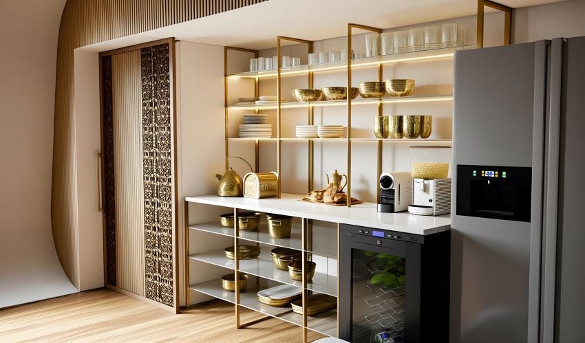 Imagined kitchen area in one of the units from the Luna Collection.