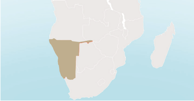 Map highlighting Namibia