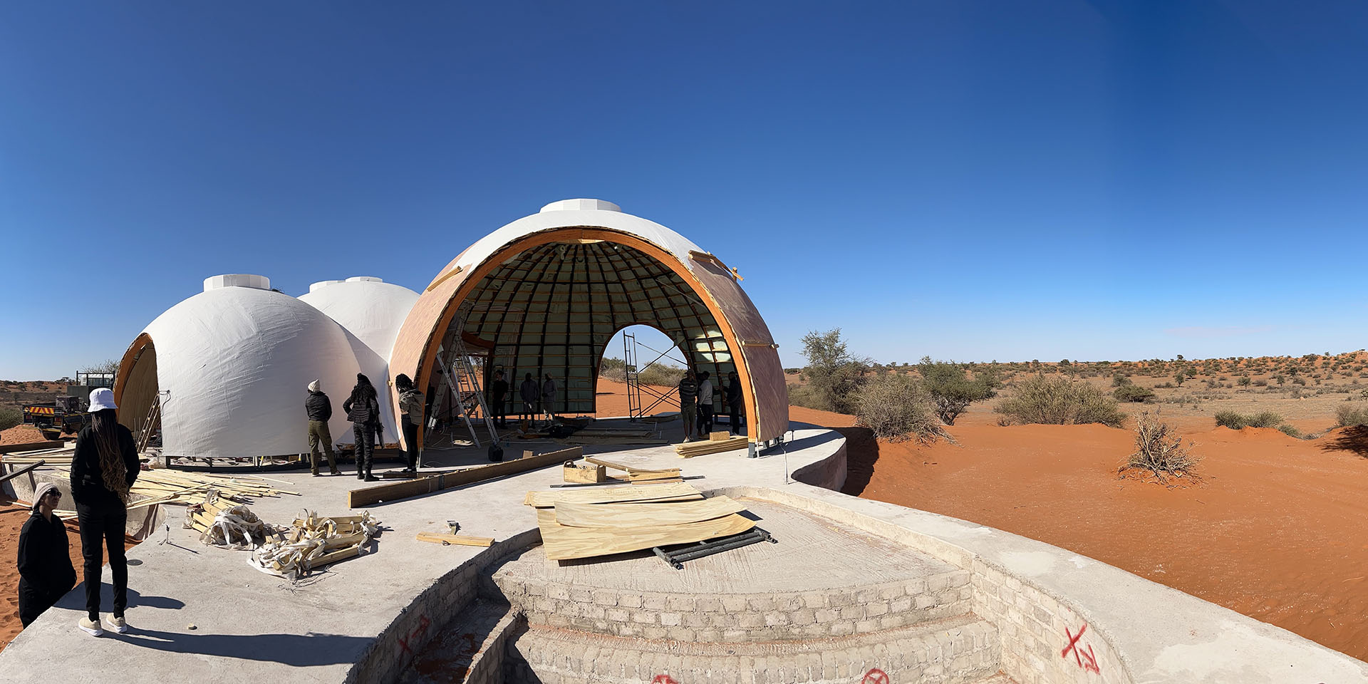 Reverie Kalahari Pod, Bauarbeiten, Namibia