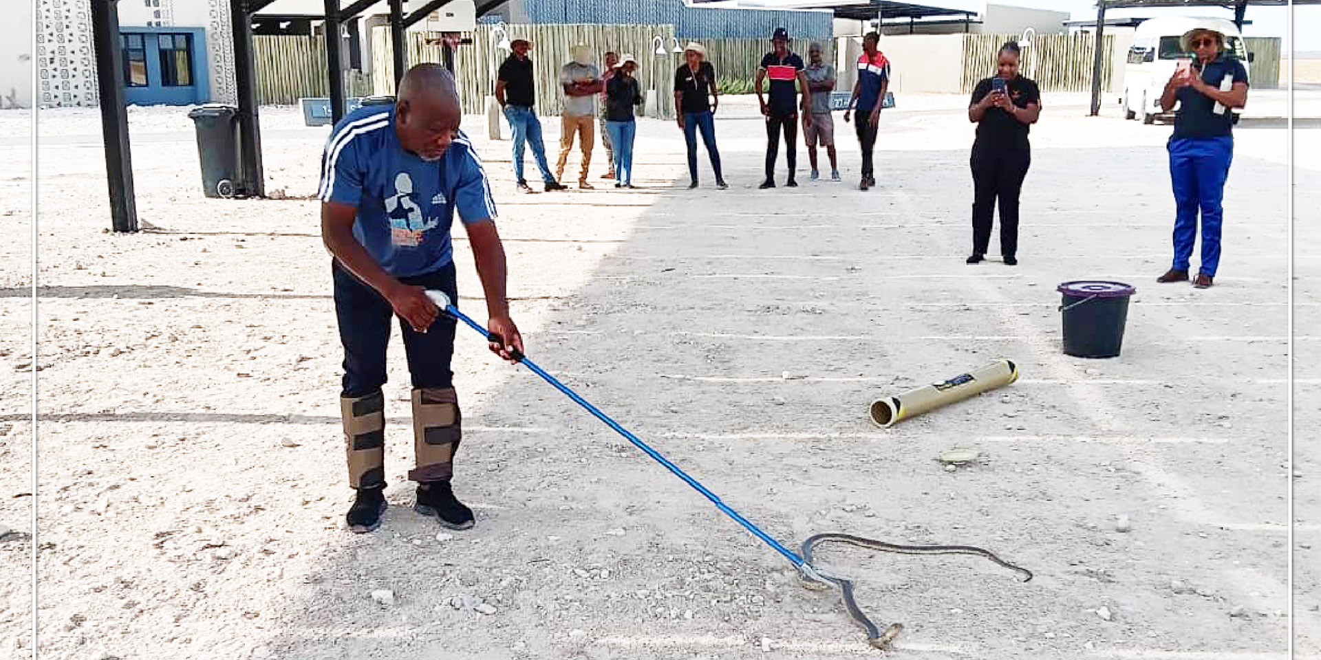 Snake handling training, Namibia