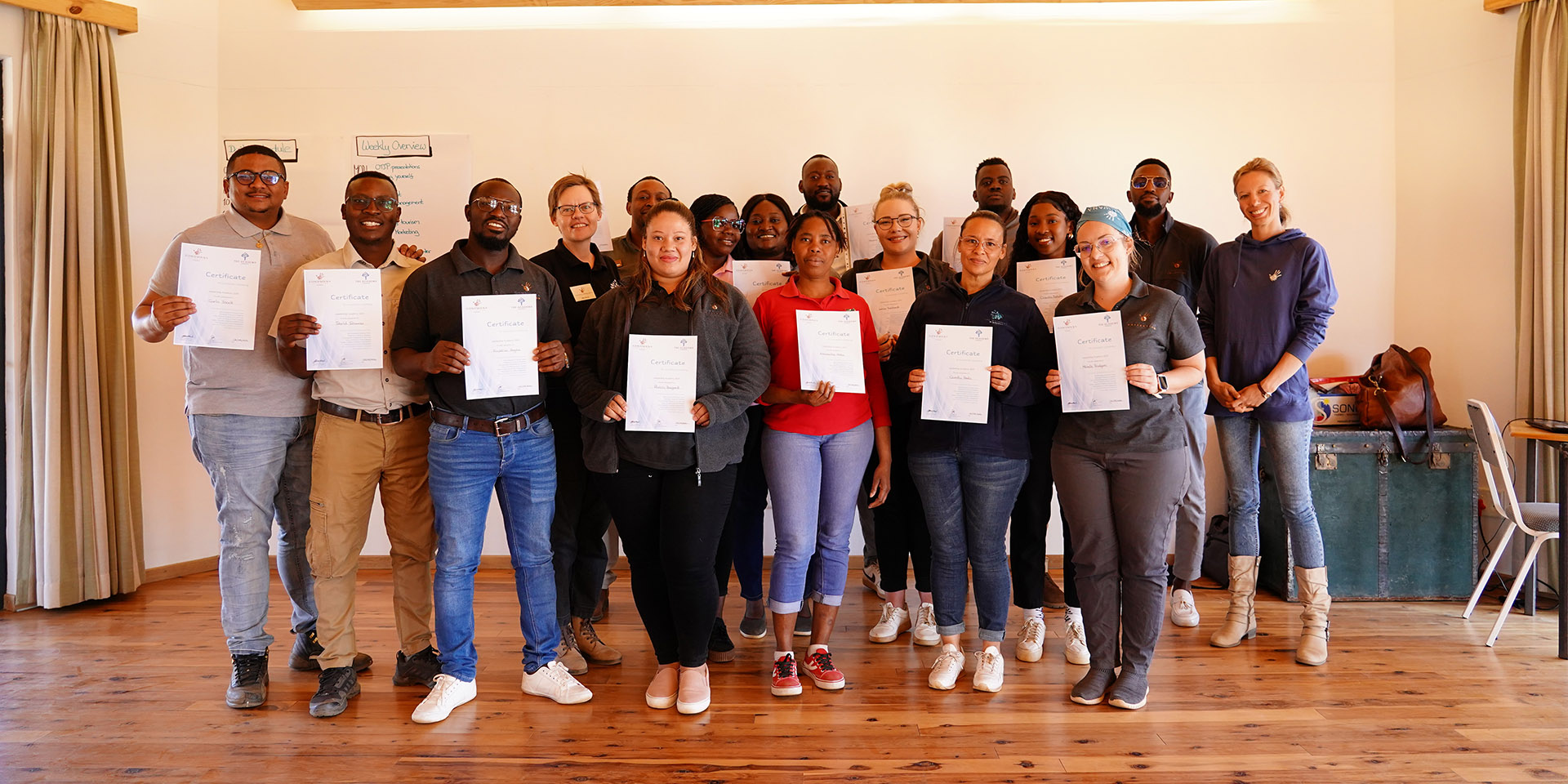 Participants of Gondwana Leadership Academy with certificates, Namibia