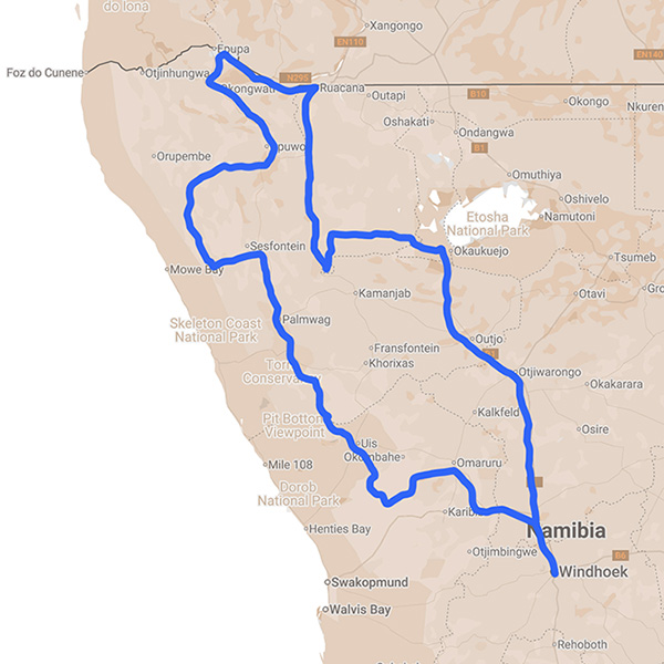 Chapter 3: The Whispers of Kaokoland route map